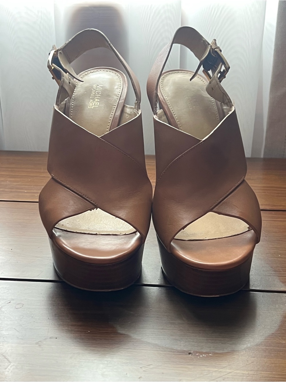 MICHAEL Michael Kors Brown Leather Platform Sandals